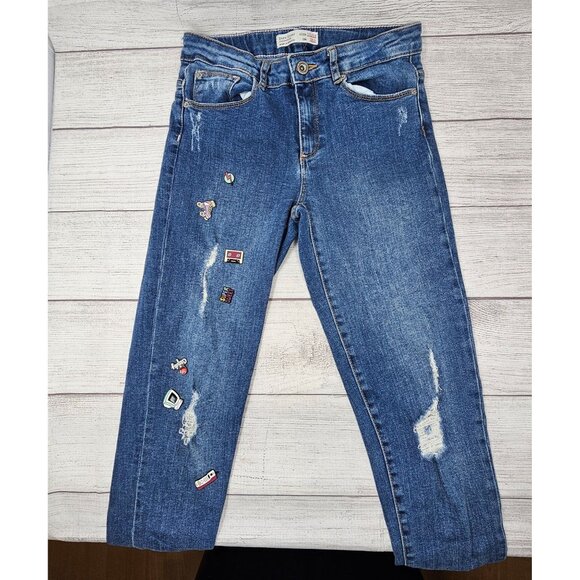 ZARA Girls Patch Boyfriend Jeans‎ Size USA 11/12 - Picture 3 of 7